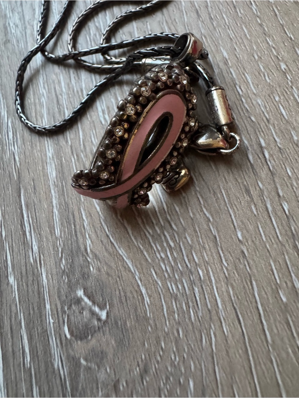 Brighton pink ribbon breast cancer awareness badge holder necklace